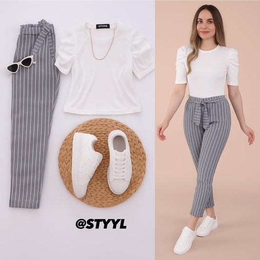 Stripe Chic – Women’s Relaxed Fit Set